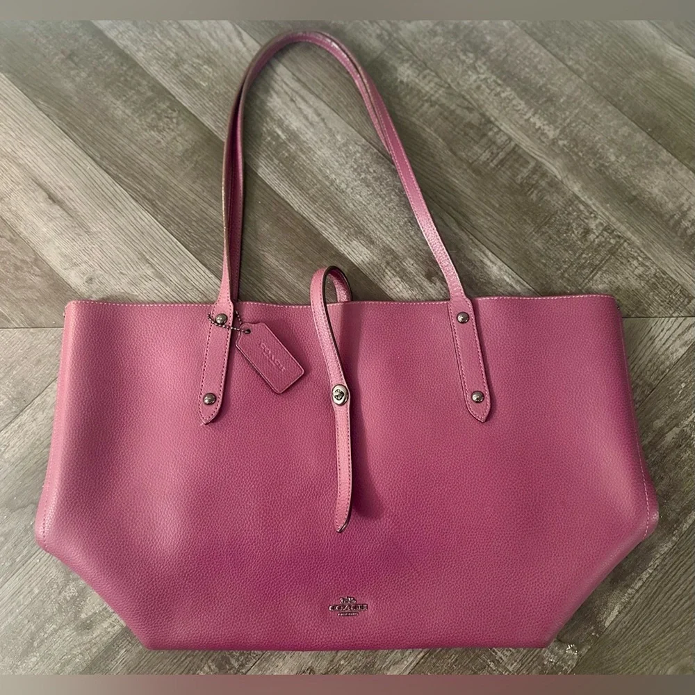 Coach Market Tote in Dark Berry w/ Party Mouse Print Interior - BAFO - Picture 1 of 15